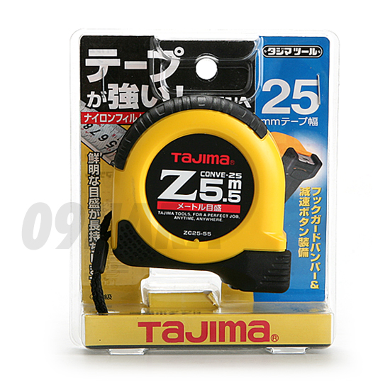 일본 타지마(TAJIMA) 코팅줄자(5.5M) Z콘베,고무몸체 (ZC25-55)